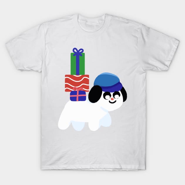 Joyful Pup Bearing Gifts T-Shirt by FortuneFrenzy